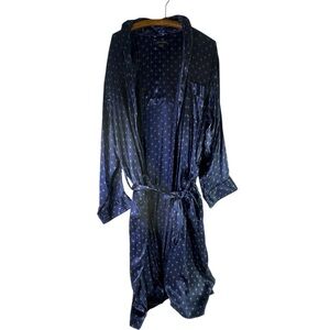 Intimo  Mens Blue pinstripes patterns Silk Robe Size large